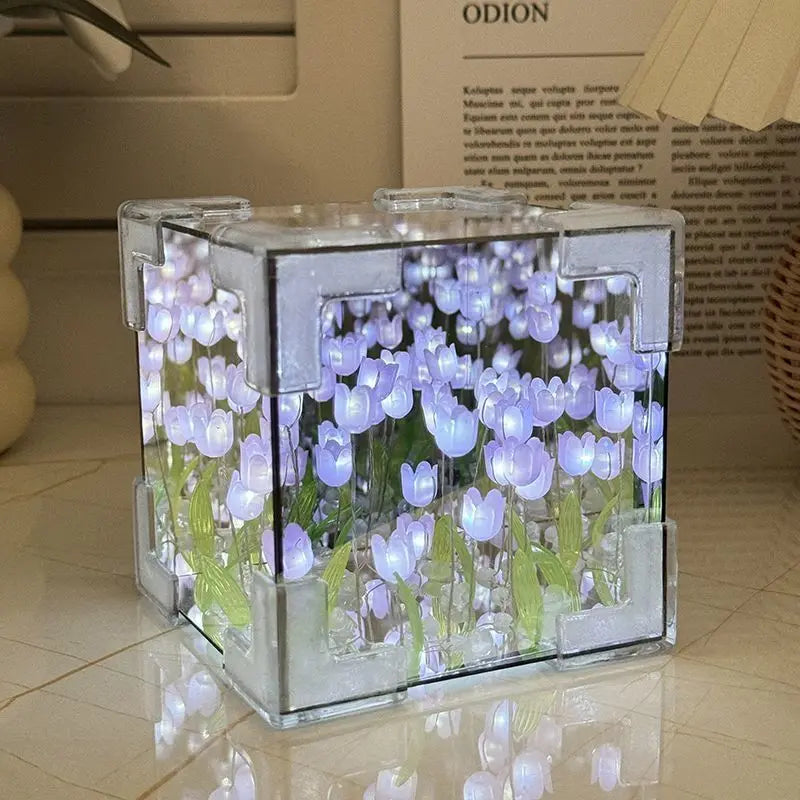 DIY Tulip Mirror Cube Lamp