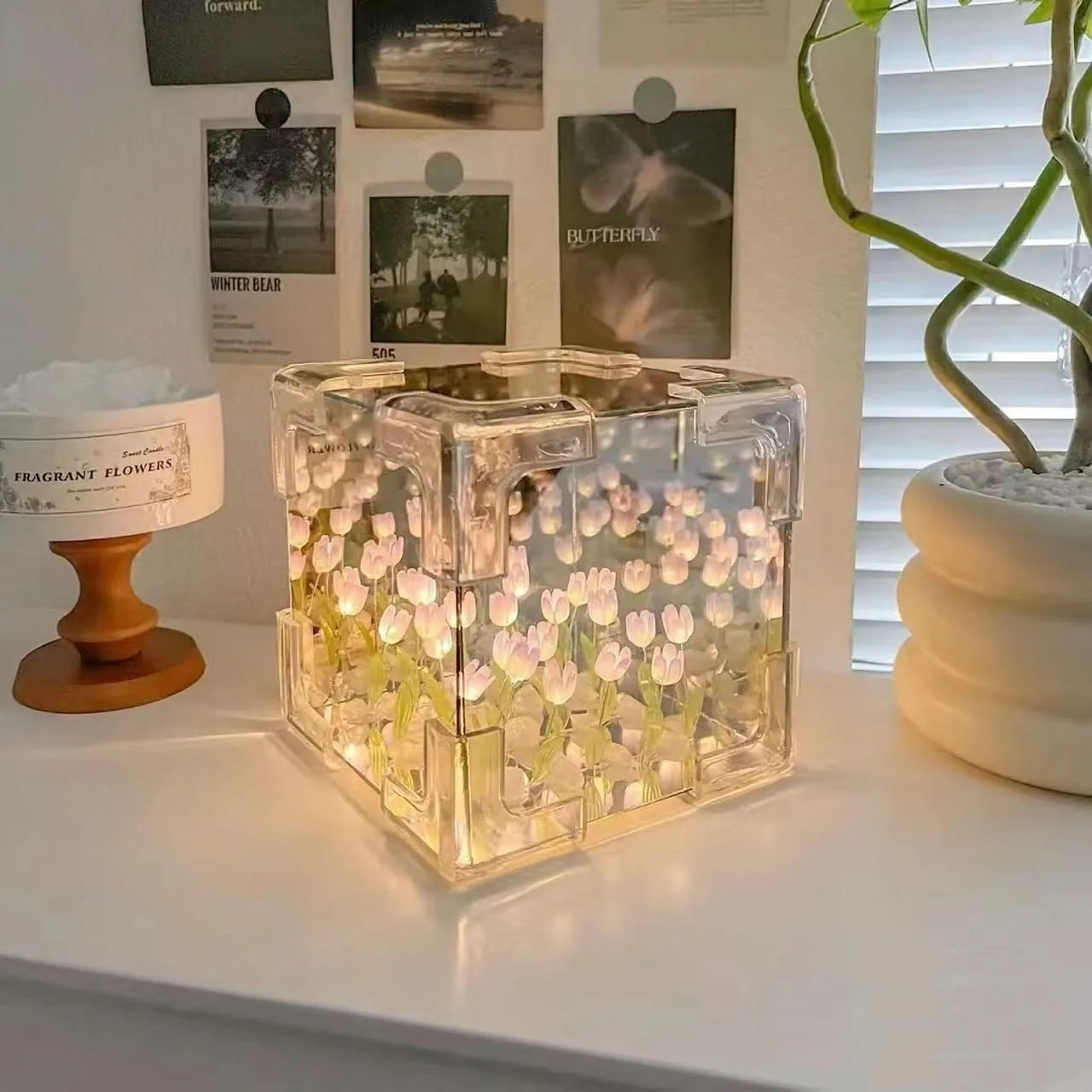 DIY Tulip Mirror Cube Lamp